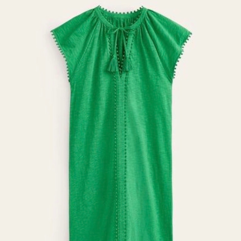 Boden Millie Pom Green Dress NWOT Size 8R